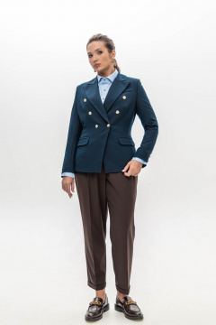 Деловой костюм из текстиля и трикотажа с стрелками EZER 2031 шоколад_темно-синий - фото 2