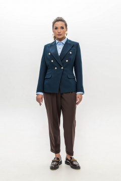 Деловой костюм из текстиля и трикотажа с стрелками EZER 2031 шоколад_темно-синий - фото 1