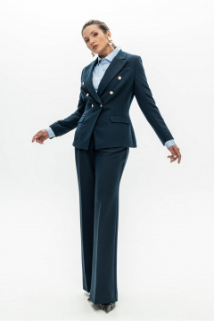 Деловой костюм брюки и блейзер из текстиля с стрелками EZER 2032 темно-синий - фото 4