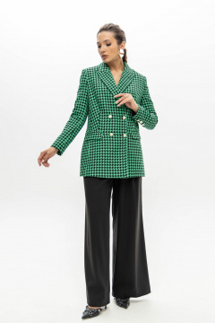 Деловой костюм с приталенным жакетом из текстиля и трикотажа EZER 2033 черно-зеленый - фото 5