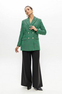 Деловой костюм с приталенным жакетом из текстиля и трикотажа EZER 2033 черно-зеленый - фото 4