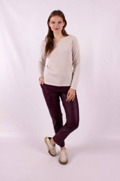 Джемпер прямой длины с фигурной горловиной из трикотажа Mita ЖМ1190 светло-бежевый - фото 3