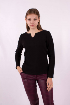Джемпер прямого силуэта из трикотажа для демисезона Mita ЖМ1190 черный - фото 2
