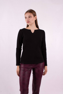 Джемпер прямого силуэта из трикотажа для демисезона Mita ЖМ1190 черный - фото 1