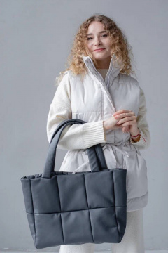 Многофункциональный шопер из экокожи с утеплителем MT.Style TOTE2 grafit - фото 5