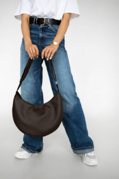 Коричневая кожзам сумка-месяц с вместительным отделением и карманами MT.Style LUNA2 brown - фото 2