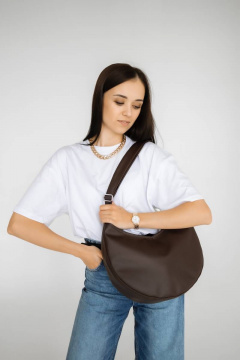 Коричневая кожзам сумка-месяц с вместительным отделением и карманами MT.Style LUNA2 brown - фото 3