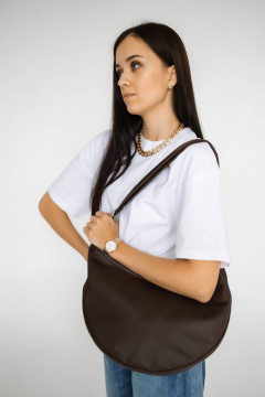 Коричневая кожзам сумка-месяц с вместительным отделением и карманами MT.Style LUNA2 brown - фото 5