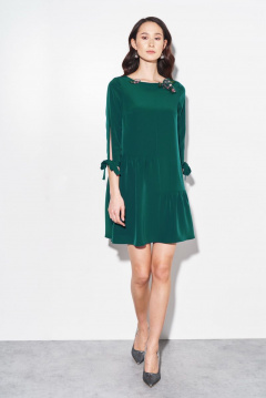 зеленое платье с длиной 89 см из текстиля BURVIN 7299-81 - фото 1