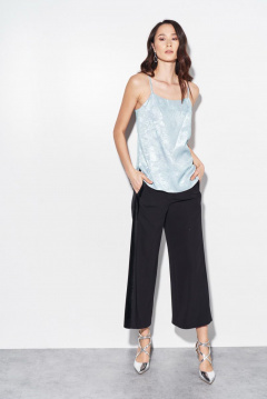 Голубая демисезонная блуза в нарядном стиле из текстиля BURVIN 7220-51 1 - фото 1