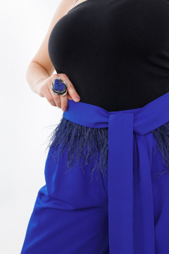 Пояс-баска из текстиля с страусиными перьями, двунаправленная фиксация Anelli 1194 василек - фото 5