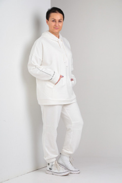 Спортивный костюм из трикотажа с брюками и худи для комфортной повседневной ZigzagStyle 466 белый - фото 3