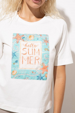 Джемпер и Майка из хлопка в белом на лето Femme & Devur 30738 1.2F(170) - фото 3