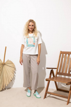 Джемпер и Майка из хлопка в белом на лето Femme & Devur 30738 1.2F(170) - фото 2