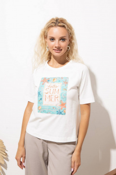 Джемпер и Майка из хлопка в белом на лето Femme & Devur 30738 1.2F(170) - фото 1