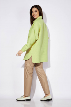 Зеленая рубашка с коротким рукавом и вышивкой TAiER 1256 лайм - фото 5