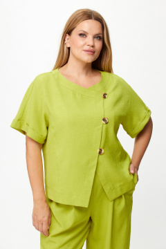 Брюки и жакет летний костюм из льна-вишера Michel chic 1337/1 яблоко - фото 5