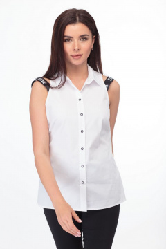 Блуза из хлопка без рукавов с завязками и воротником стойкой Anelli 825 - фото 2