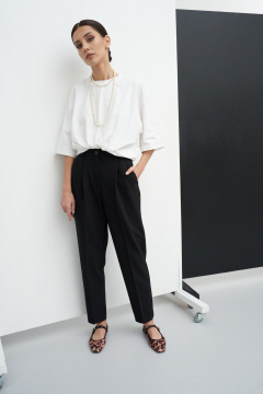 Черные зауженные брюки на пояс со шлевками ATTIKA А180 черный - фото 5