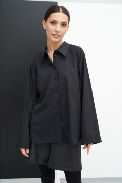 Классическая черная рубашка из хлопка с разрезами ATTIKA А288 черный - фото 3