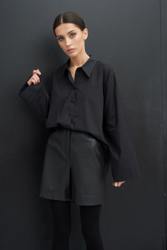 Классическая черная рубашка из хлопка с разрезами ATTIKA А288 черный - фото 2