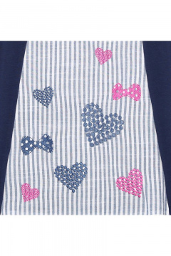 Платье летнее из трикотажа и хлопка, с вышивкой и бантиком Bell Bimbo 180349 т.синий - фото 3