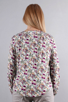 Блуза свободного силуэта на манжете из трикотажа Mita КМ375 полянка - фото 4