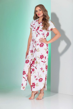 Платье летнее прямого силуэта из льняной ткани с поясом Angelina & Сo 356 - фото 3