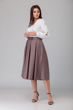 Нежная блуза из хлопка с разрезами и пуговицами Anelli 826 белый - фото 4