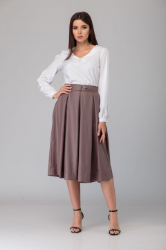 Нежная блуза из хлопка с разрезами и пуговицами Anelli 826 белый - фото 1