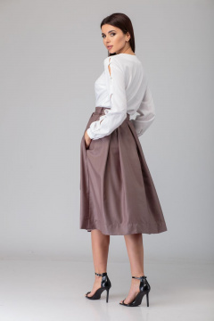 Нежная блуза из хлопка с разрезами и пуговицами Anelli 826 белый - фото 3