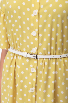 Платье с принтом в горошек и воланами, поясом и отложным воротником Anelli 713 охра - фото 3