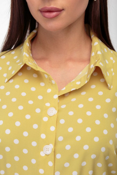 Платье с принтом в горошек и воланами, поясом и отложным воротником Anelli 713 охра - фото 2