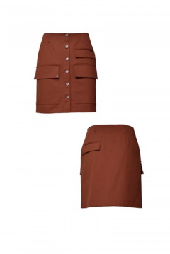 Юбка из джинса и хлопка коричнево-оранжевая, демисезонная BURVIN 6967-21 - фото 2