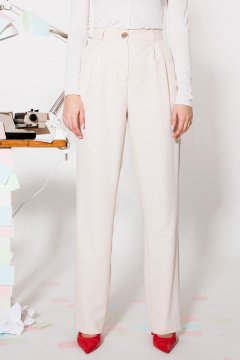 Брюки базовые с посадкой на талии и складками KOKOdea 211960.2_бежевый - фото 4