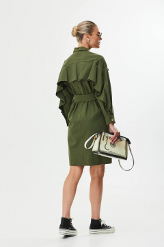 Платье прямое из хлопка с накладными карманами Твой имидж 1560 темно-зеленый - фото 2