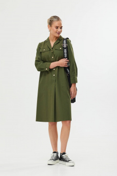 Платье А-силуэта с поясом и воланом Твой имидж 1561 хаки - фото 4