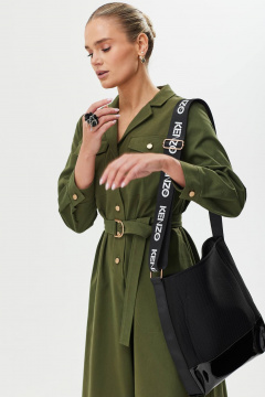 Платье А-силуэта с поясом и воланом Твой имидж 1561 хаки - фото 5