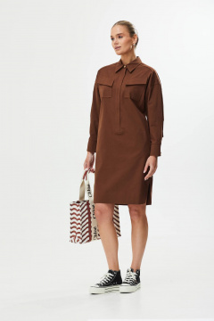 Платье прямого силуэта со спущенной линией плеча Твой имидж 1560 шоколад - фото 2