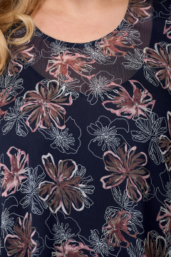 Платье приталенное шифоновое с воланом и кружевом Algranda А3946-5 - фото 5