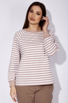 Бежевый трикотажный джемпер с вышивкой и регланом TAiER 1266 - фото 2