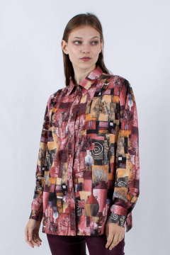 Рубашка прямого силуэта с коротким рукавом и воротником стойка Mita ЖМ1037Б - фото 2