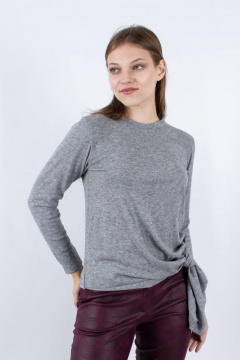 Джемпер прямого силуэта из трикотажа с узлом Mita ЖМ1166 серый - фото 2