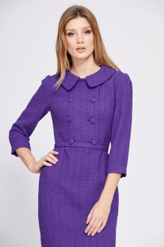 Платье из твида, приталенное, с иным цветом, на ремне EOLA 2551 фиолет - фото 4