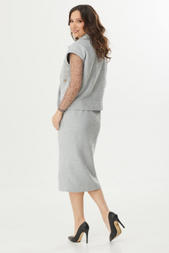 Блуза, жилет, юбка Магия моды 2392 серый+леопард - фото 4