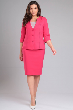 Розовый комплект из жакета, юбки и топа для делового образа LeNata 31318 малиновый - фото 1
