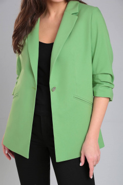 Жакет прямого силуэта из текстиля с отрезным бочком LeNata 11324 салатовый - фото 3