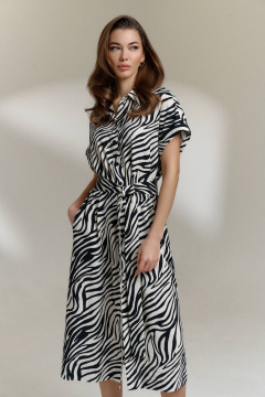 Платье с поясом-завязкой и карманами на боковых швах DILIA 0817 мультидизайн - фото 2