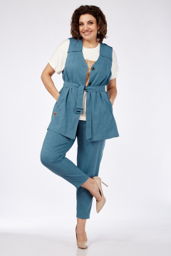 Комплект брюки, жилет и джемпер, на каждый день Jurimex 3068 голубой - фото 3