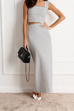белая юбка из трикотажа с полосой, прилегающего кроя ANNETE A1140 - фото 3
